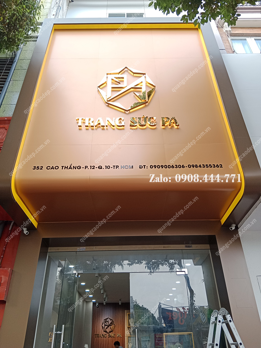 Thi Công Mặt Dựng Bảng Hiệu Tiệm Trang Sức PA Cao Cấp